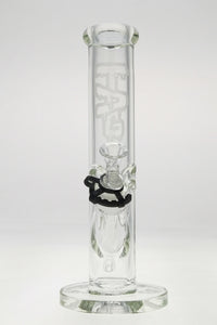 TAG - 12" Straight Tube 50x9MM - 18/14MM Downstem (3.75") Wavy Sandblasted Logo - Clear .02