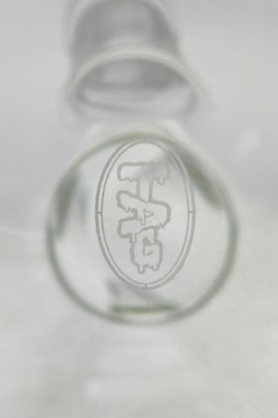 TAG - 20" Beaker 50x5MM - 18/14MM Downstem (5.00") Wavy Sandblasted Logo - Clear .01