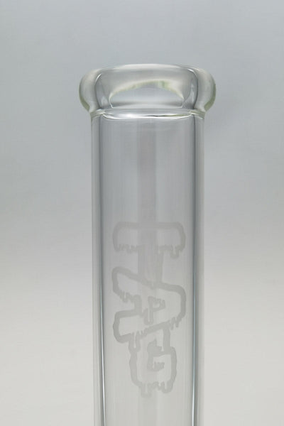 TAG - 20" Beaker 50x5MM - 18/14MM Downstem (5.00") Wavy Sandblasted Logo - Clear .01