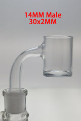 TAG - Full Weld Concave Quartz Banger Can (Flat Top) High Air Flow 30x2MM-4MM (10MM Male) Wavy Laser Engraved Logo - Clear .01
